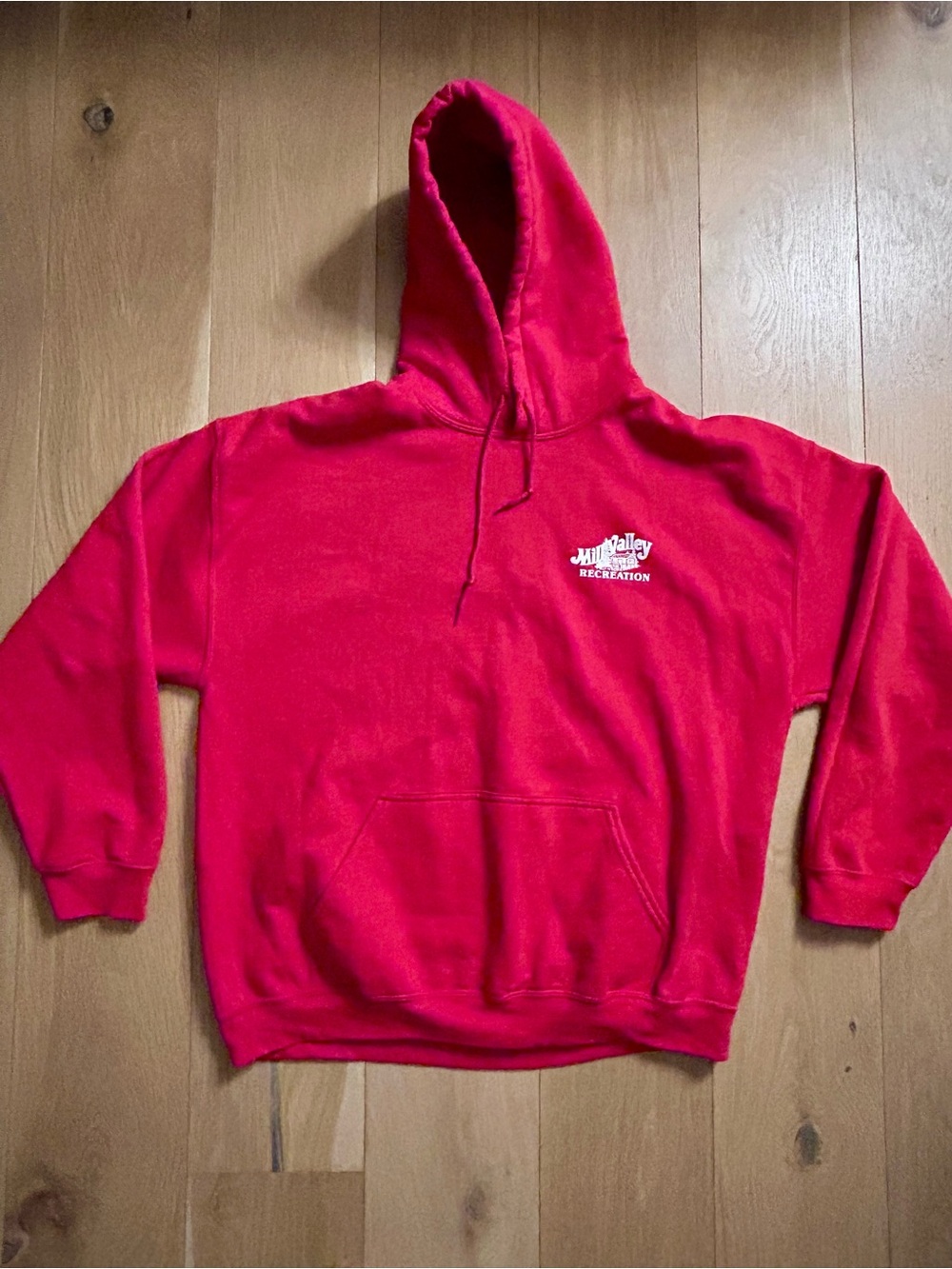 Gildan Red Crewneck Hooded Sweatshirt with Front Pocket